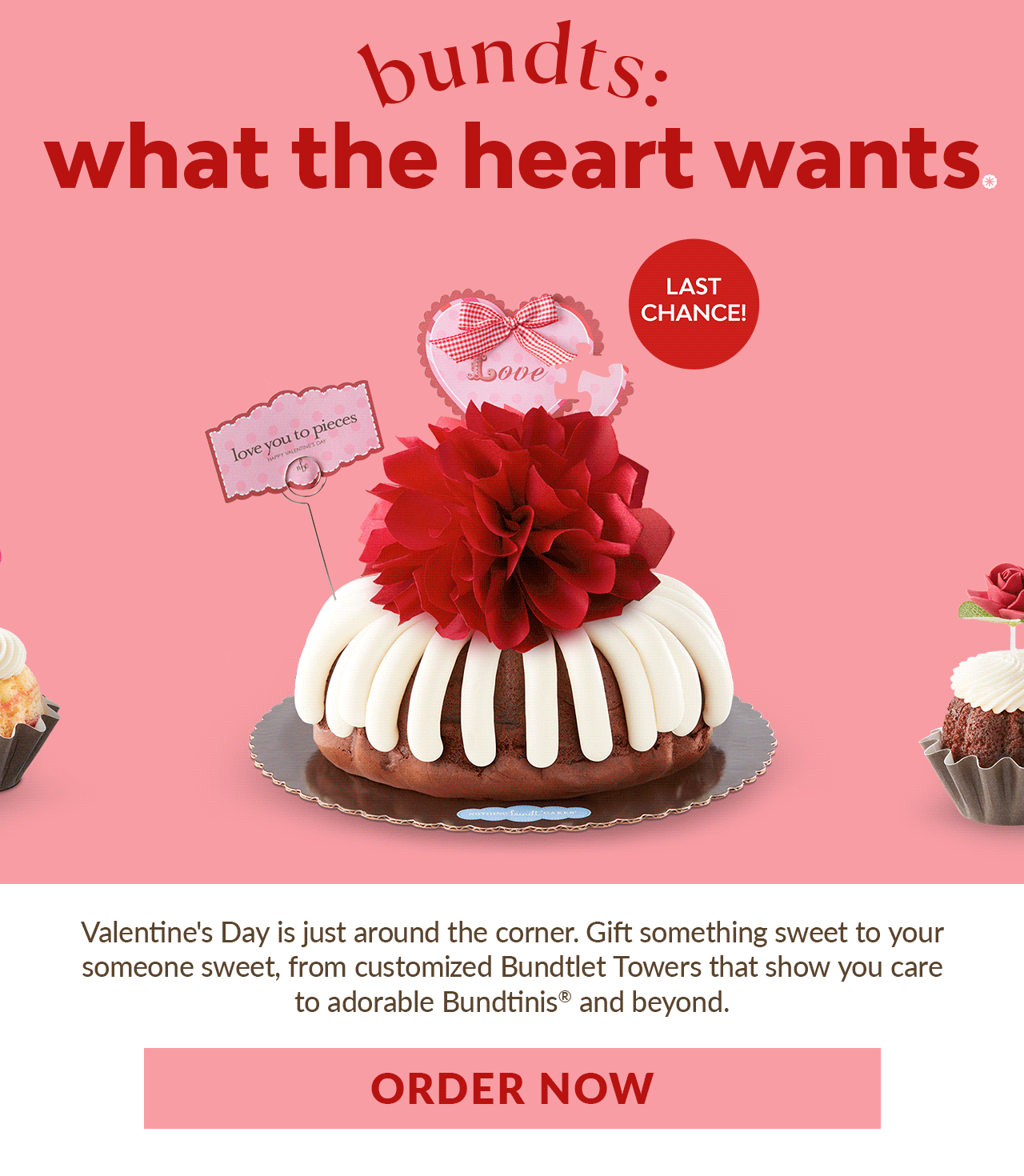 Nothing Bundt cake valentines day newsletter, small business newsletter examples