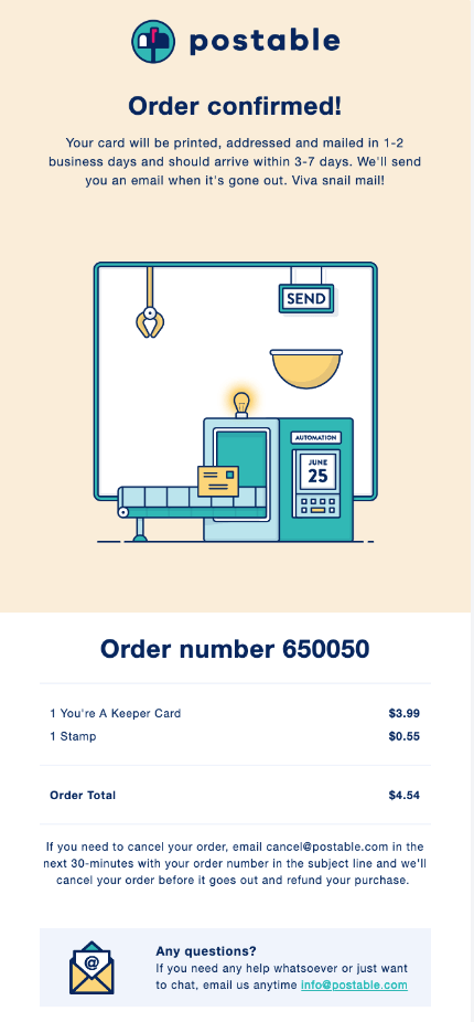 Order-confirmation-email-Postable